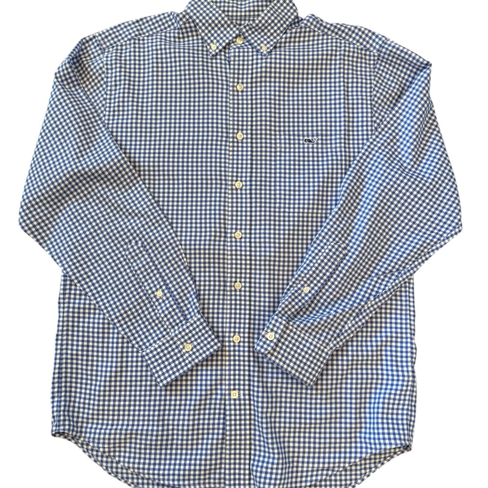 Vineyard Vines Navy and White Checkered Shirt